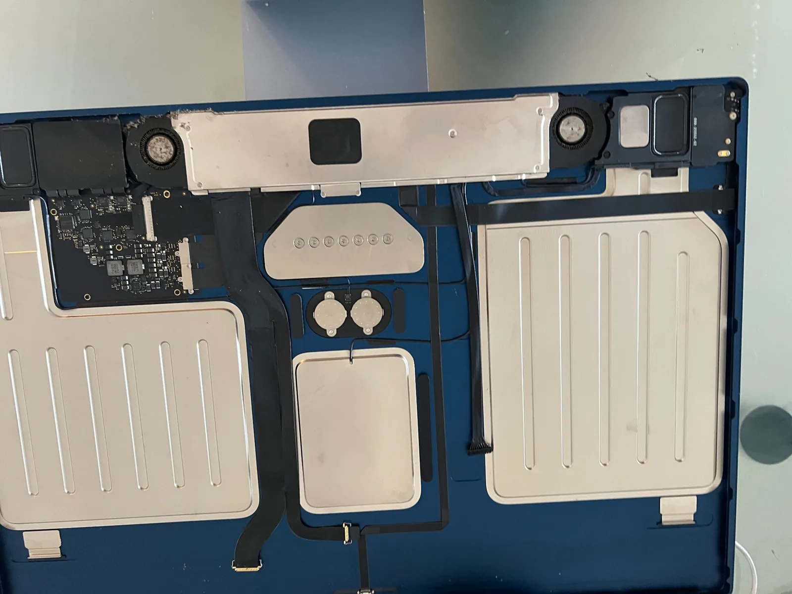 Internal view of an iMac under repair